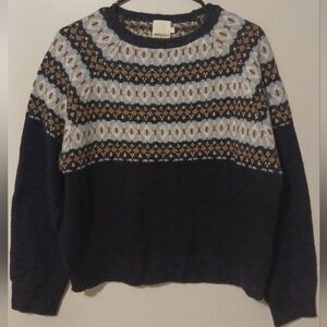Indi&Cold San Sebastian Wool Blend Multi-Colored Blue Sweater